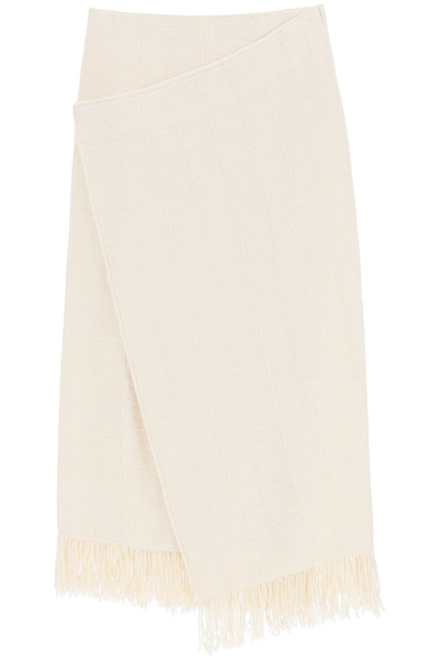 Shop Jil Sander Fringed Knit Skirt In Natural (beige)