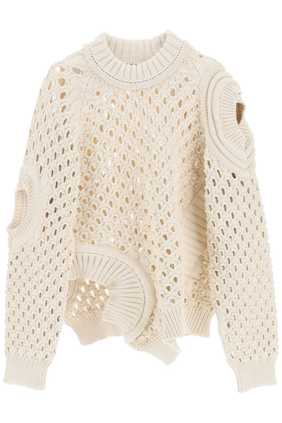 Shop Stella Mccartney Net Knit Sweater With Cut-out In Cream (beige)