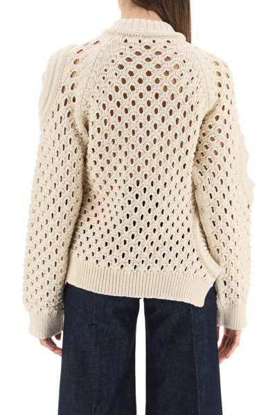 Shop Stella Mccartney Net Knit Sweater With Cut-out In Cream (beige)