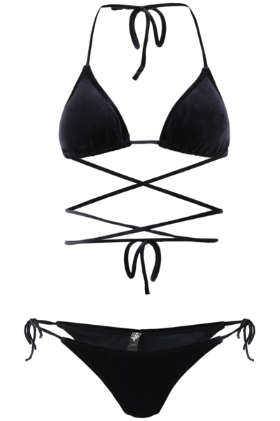Shop Reina Olga Miami Bikini Set In Black Velvet (black)