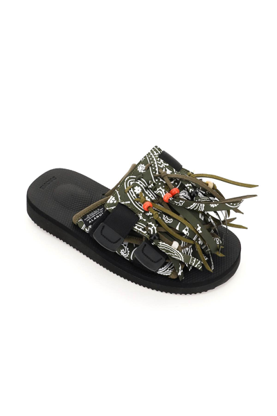 Shop Alanui Fringed Slides In Military Green (green)