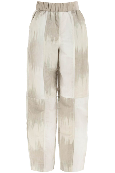 Ganni Curved Shell Trousers In Grey Tie Die (beige)