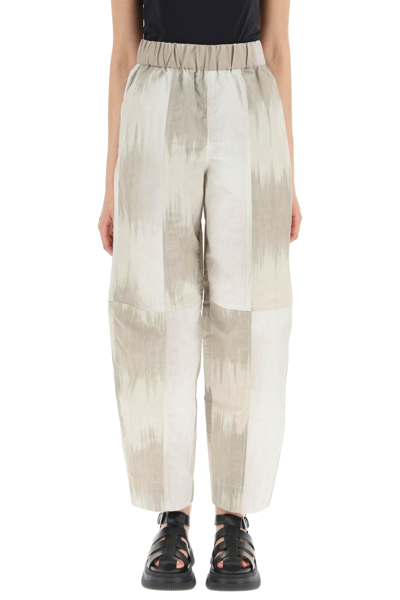 Ganni Curved Shell Trousers In Grey Tie Die (beige)