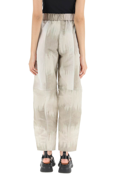 Ganni Curved Shell Trousers In Grey Tie Die (beige)