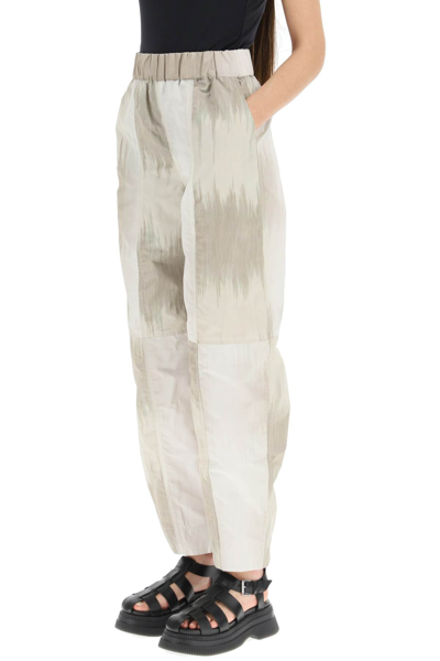 Ganni Curved Shell Trousers In Grey Tie Die (beige)