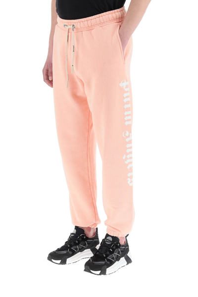 Shop Palm Angels Logo Sweatpants In Salmon Fluo (pink)