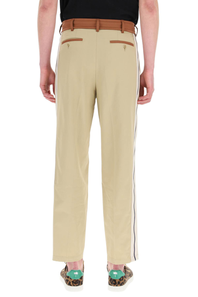 Shop Palm Angels Side Stripe Track Pants In Beige Tan (beige)