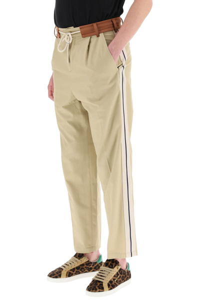 Shop Palm Angels Side Stripe Track Pants In Beige Tan (beige)