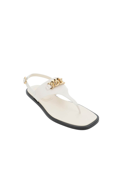 Shop Tod's Leather Thong Sandals In Bianco Calce (white)
