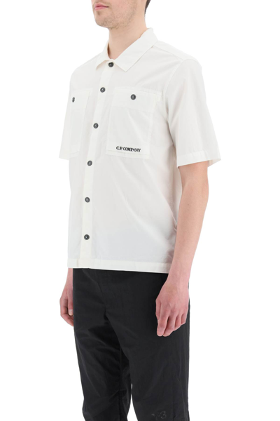 Shop C.p. Company Ripstop Cotton Shirt In Gauze White (white)