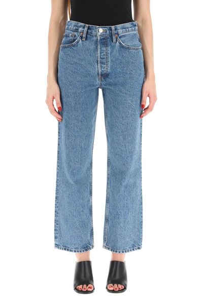 Shop Re/done 90s Crop Low Sling Jeans In Bleu Mere (blue)