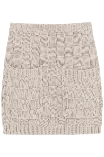 Shop Staud Dunes Knit Mini Skirt In Frappe (beige)