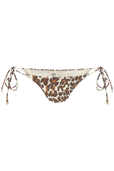 Shop Tory Burch Leopard Print Bikini Bottom In Reva Leopard (brown)
