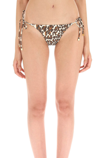 Shop Tory Burch Leopard Print Bikini Bottom In Reva Leopard (brown)