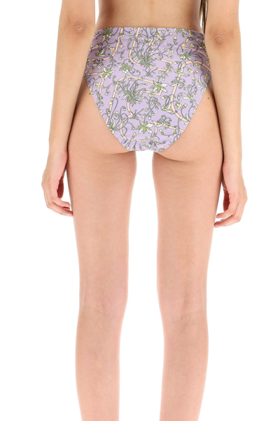 Shop Tory Burch High-waisted Bikini Bottom In Lilac Garden Medallion (purple)