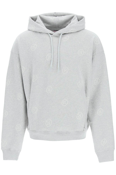 Shop Martine Rose Monogram Hoodie In Grey Marl With All Over R (grey)