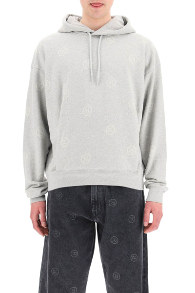 Shop Martine Rose Monogram Hoodie In Grey Marl With All Over R (grey)