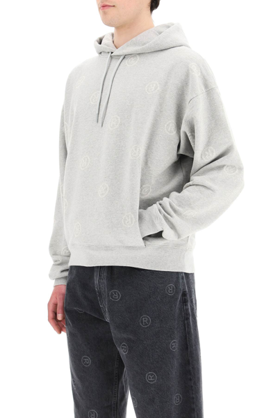 Shop Martine Rose Monogram Hoodie In Grey Marl With All Over R (grey)