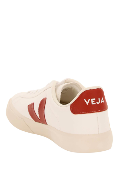 Shop Veja Campo Chromefree Leather Sneakers In Extra White Rouille (brown)