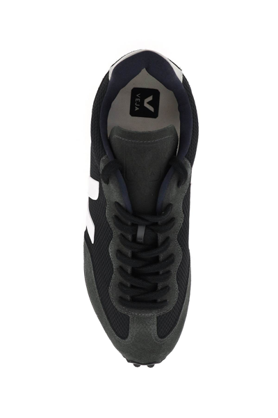 Shop Veja Rio Branco Hexamesh Sneakers In Black White Oxford Grey (blue)
