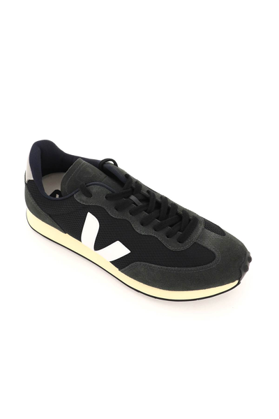 Shop Veja Rio Branco Hexamesh Sneakers In Black White Oxford Grey (blue)