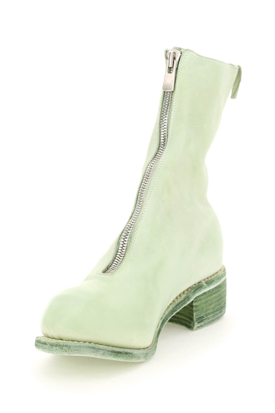 Shop Guidi Front Zip Leather Ankle Boots In Co88t (green)