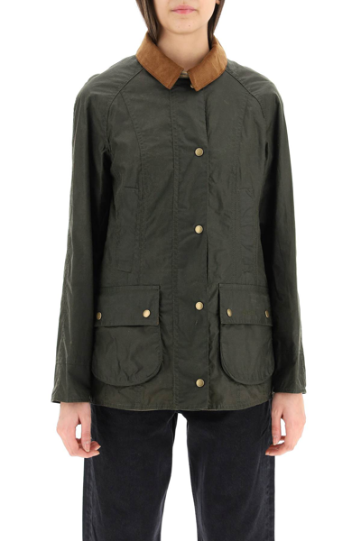 Shop Barbour Beadnell Waxed Jacket In Archive Olive (green)