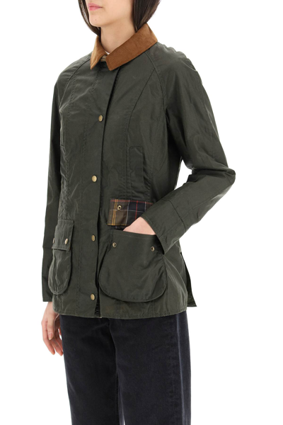 Shop Barbour Beadnell Waxed Jacket In Archive Olive (green)