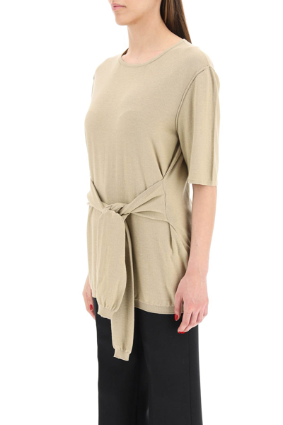 Shop Lemaire Cotton Sweater With Knot In Hessian Beige (beige)