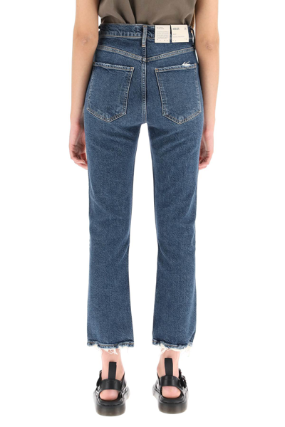 Shop Agolde Riley High Rise Straight Crop Jeans In Pas Time (blue)