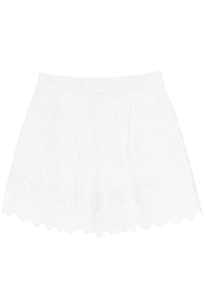 Shop Simone Rocha Cotton Broderie Shorts In White (white)