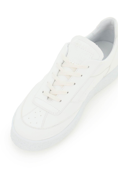 Shop Mm6 Maison Margiela Faux Leather Low-top Sneakers In White (white)