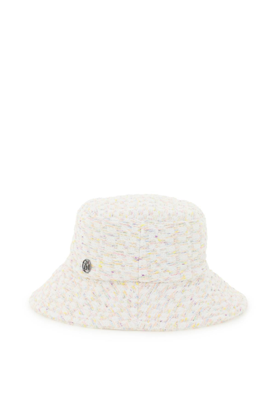 Shop Maison Michel Tweed Angele Bucket Hat In Multi (white)