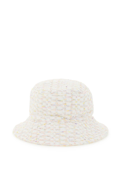 Shop Maison Michel Tweed Angele Bucket Hat In Multi (white)