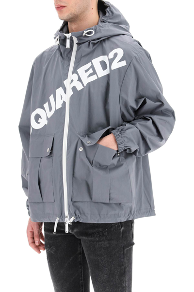 Shop Dsquared2 Big Logo Windbreaker Jacket In Grey