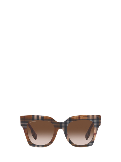 Shop Burberry Eyewear Be4364 Check Brown Sunglasses