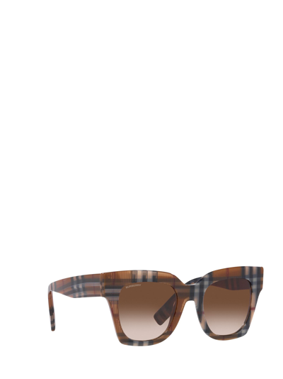 Shop Burberry Eyewear Be4364 Check Brown Sunglasses