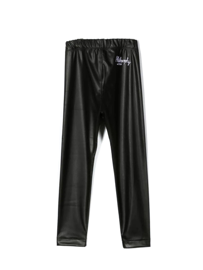 Shop Philosophy Di Lorenzo Serafini Black Faux Leather Pants In Nero