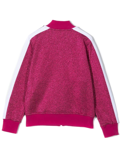 Shop Palm Angels Magenta Glitter Detailling Bomber Jacket In Fuxia