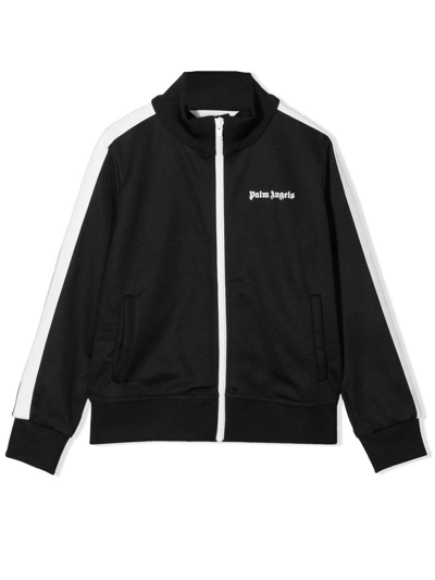 Palm Angels Logo-print Striped Tech-jersey Track Jacket In Nero