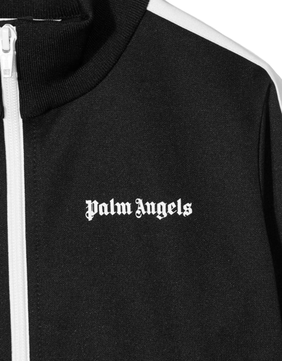 Palm Angels Logo-print Striped Tech-jersey Track Jacket In Nero