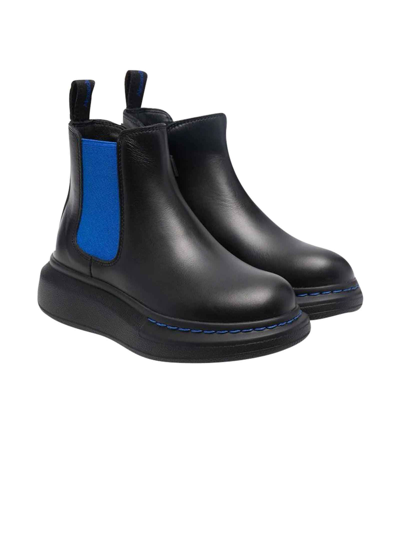 Shop Alexander Mcqueen Black Leather Chelsea Boots In Nero