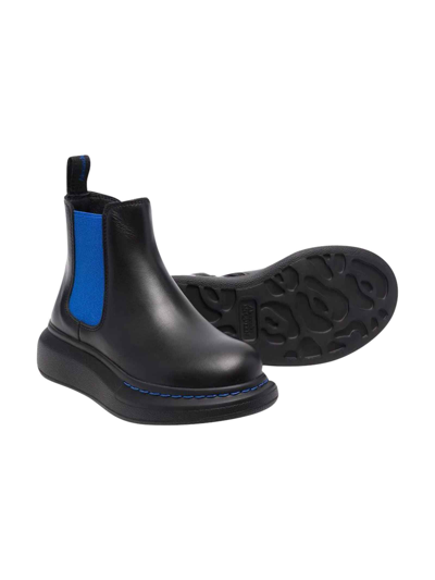 Shop Alexander Mcqueen Black Leather Chelsea Boots In Nero