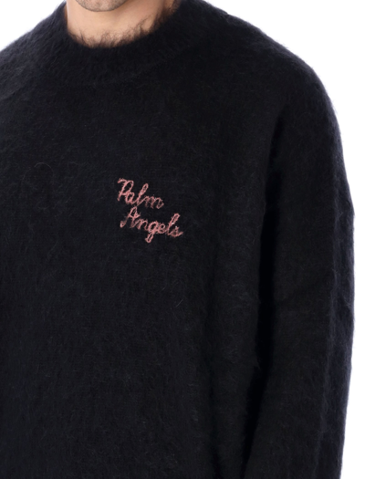 Shop Palm Angels The Intarsia Palm Sweater In Black