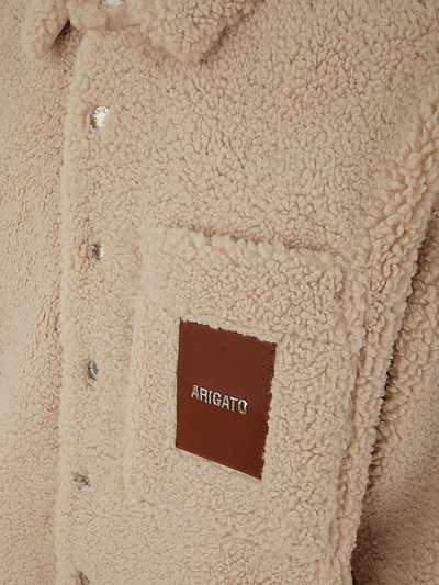 Axel Arigato Aspen Logo Detailed Teddy Overshirt In Beige | ModeSens