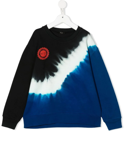 Shop N°21 Tie-dye Print Cotton Sweatshirt In Black
