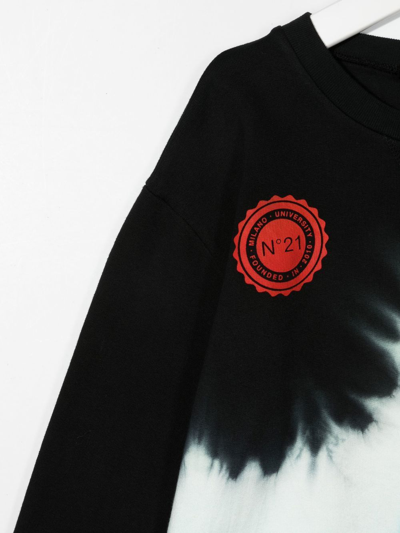Shop N°21 Tie-dye Print Cotton Sweatshirt In Black