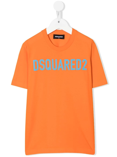 Shop Dsquared2 Logo-print Cotton T-shirt In Orange