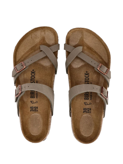 Birkenstock Mayari Birko-flor Nubuck Mocca Thong Sandals In Braun