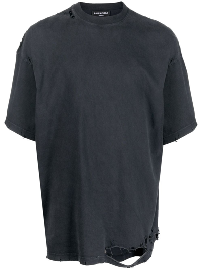 Shop Balenciaga 3b Sports Icon Repaired T-shirt In Schwarz